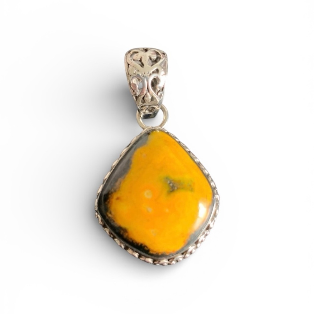 Sterling Silver and Yellow Bumblebee Jasper Pendant